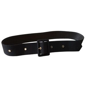 2” Wide Classic Black Fabric Belt Large Square Buckle Timeless 41” Long